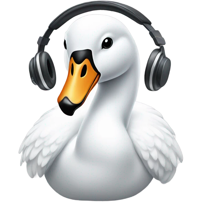 Swan with white headphones  emoji