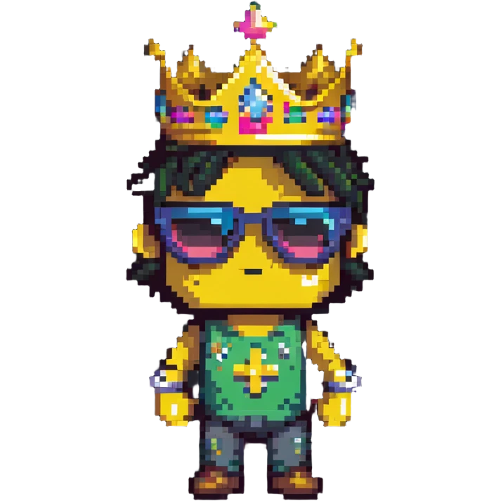 Gaming character with crown and shades emoji