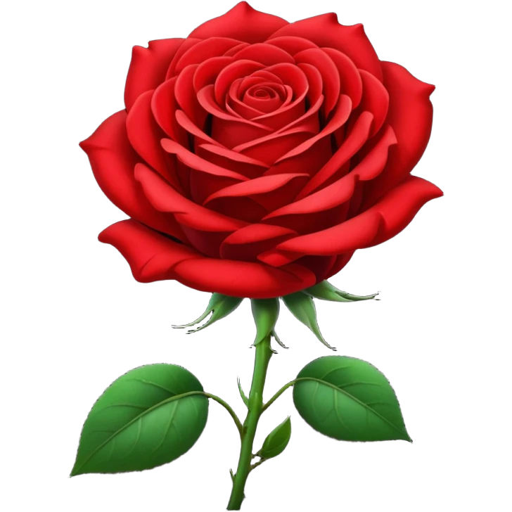 Realistic dark red to bright red, long stem rose  emoji