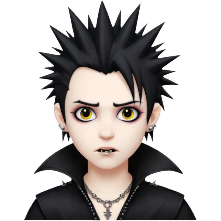 vampire emoji with spiky emo hair with stretched ears gauges emoji