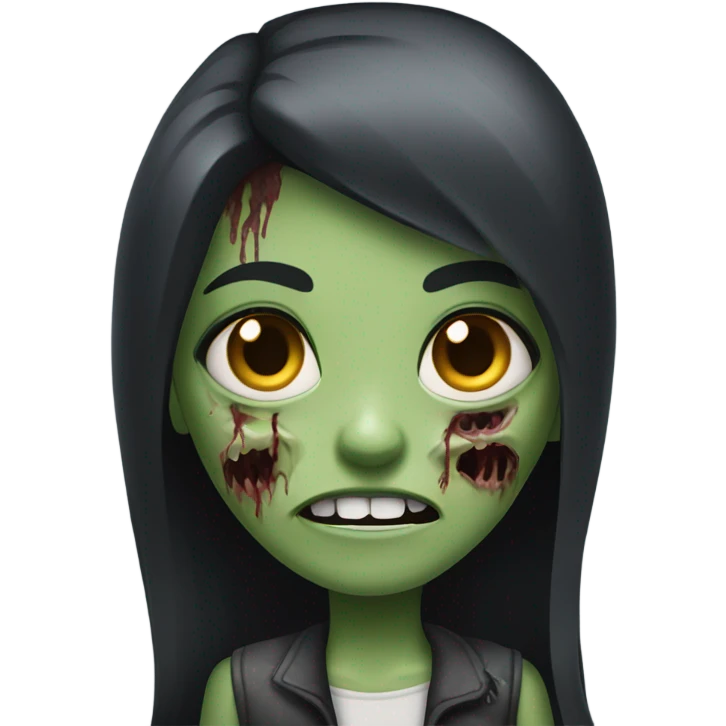 girl zombie with black long hair with teeth and serious face  emoji