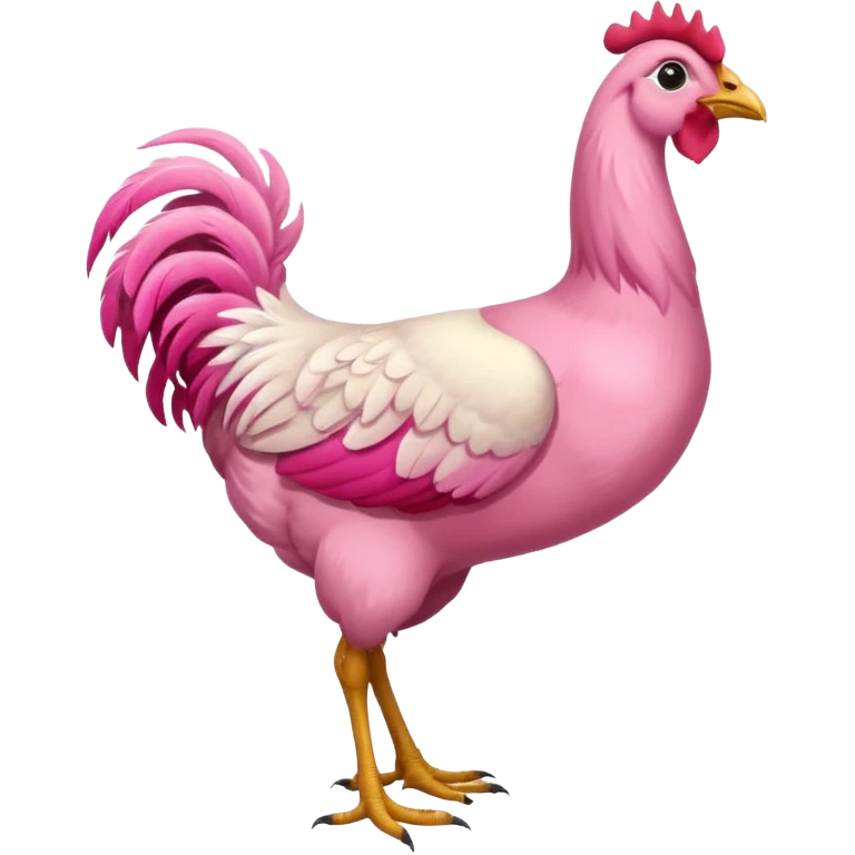 Gallina de pelaje rosa fuerte mezclada con una jirafa sin manchas emoji