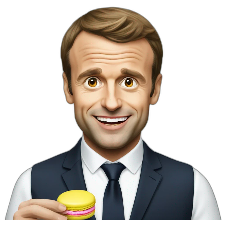 Emmanuel Macron eating a macaron  emoji
