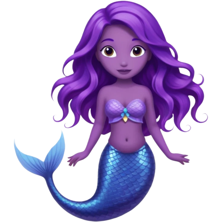 Purple tail mermaid with fish pet emoji