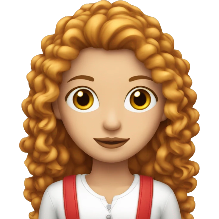 Mujer pelo largo rizado rojo piel blanca y ojos pardos emoji
