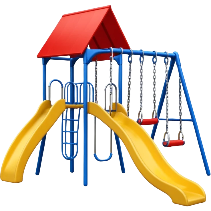 playground with only a red roof, one slide, and swings, no background emoji