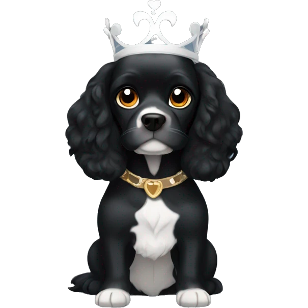 Small completely black king spaniel with white on chest emoji