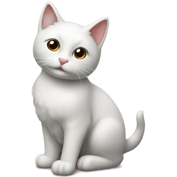Gato blanco dando tulipanes rosas emoji