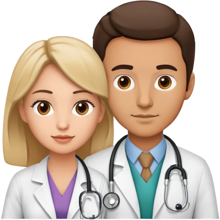 male doctor using stethoscope on female patient emoji