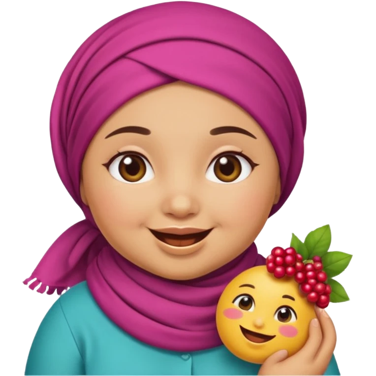 Cute emoji female chubby with a berry she is tan and moroccan  emoji