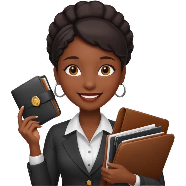 a financier black skin girl with a portfolio emoji