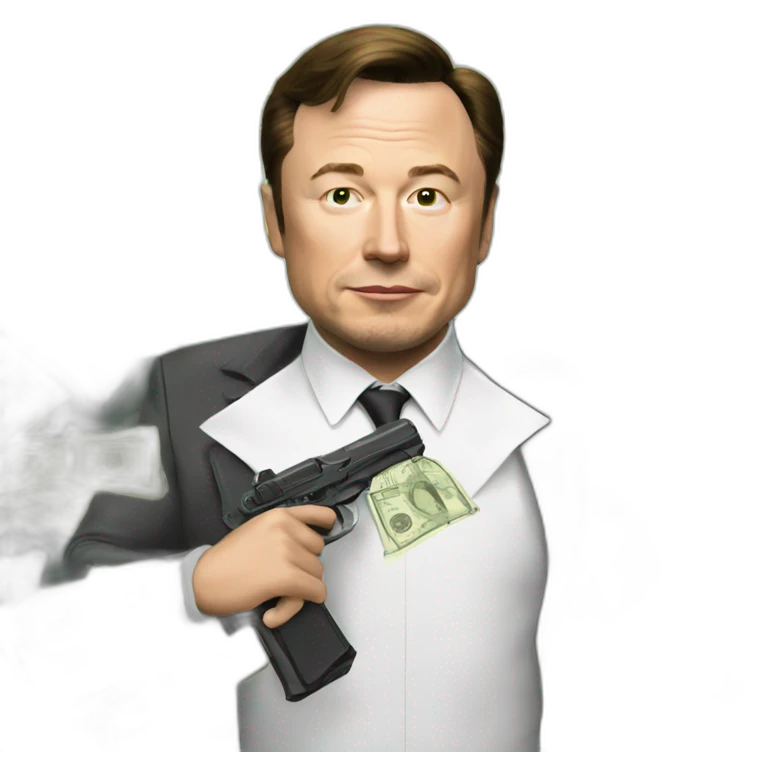 elonmusk the big boss with money and guns emoji