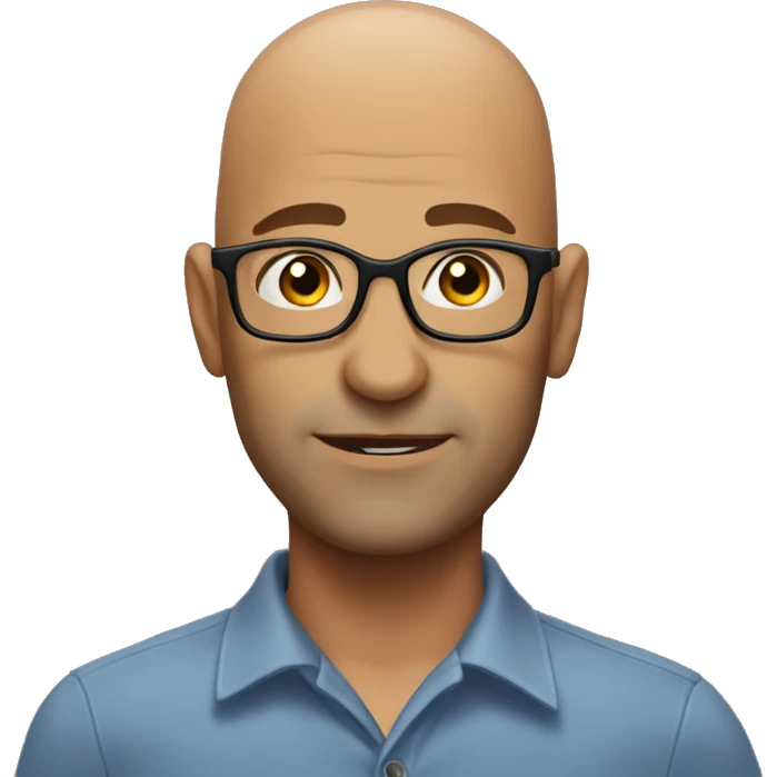 men in 40s bald he is it guy but he doesnt have glasses  emoji