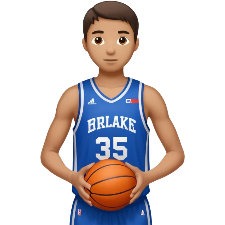 Giocatore basket con il pallone con il numero 35 e completino azzurro e bianco emoji