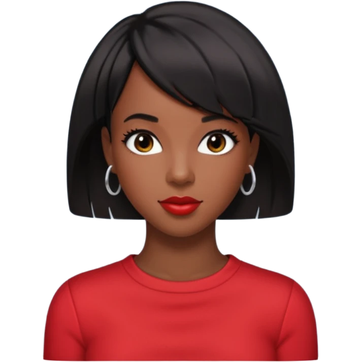 Kelly Rowland black short hair, red outfit emoji