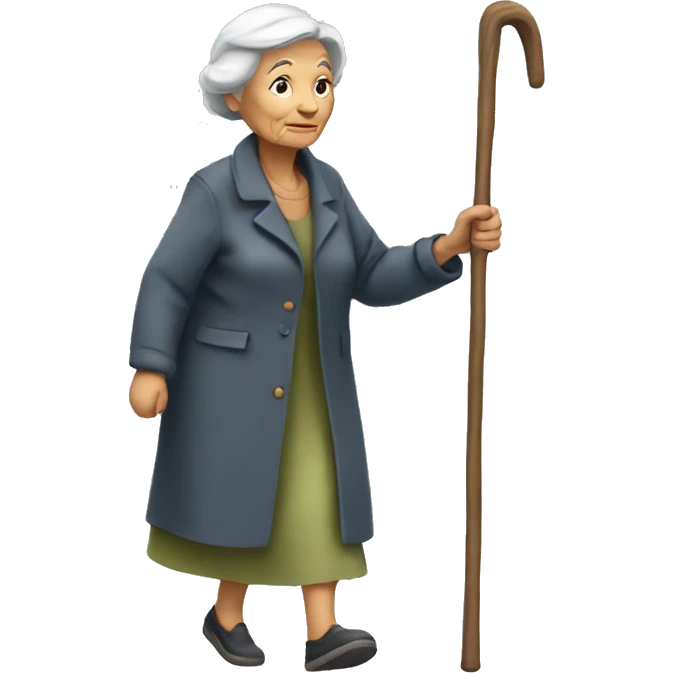 old women walking with stick emoji