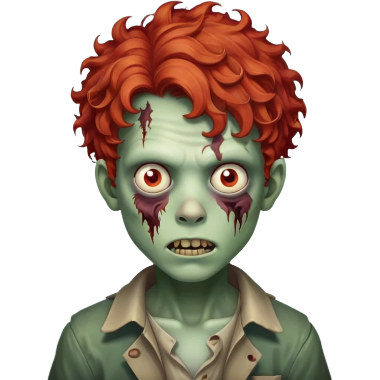 Boy zombie with curly hair red emoji