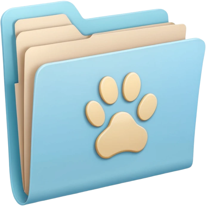 a pastel folder of documents with a pawprint on it emoji