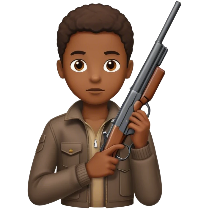 Black boy with a gun emoji