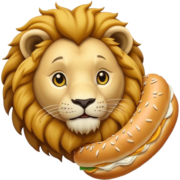 lion holding bagel emoji