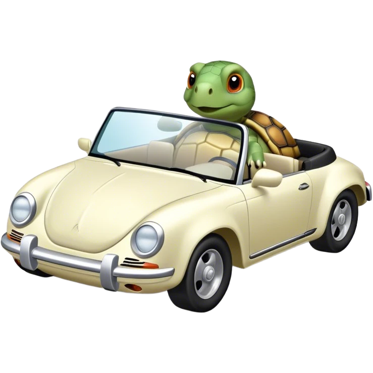 A turtle driving a w emoji