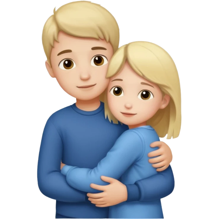 Boy and small girl hug emoji