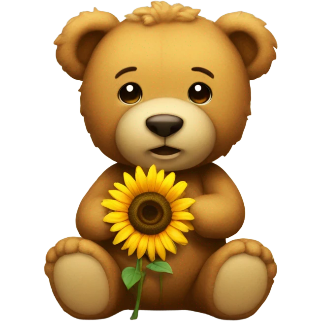 Teddy bear with sunflower emoji