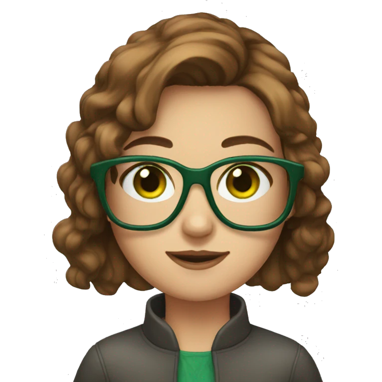 Girl brown hair green eyes fun glasses emoji