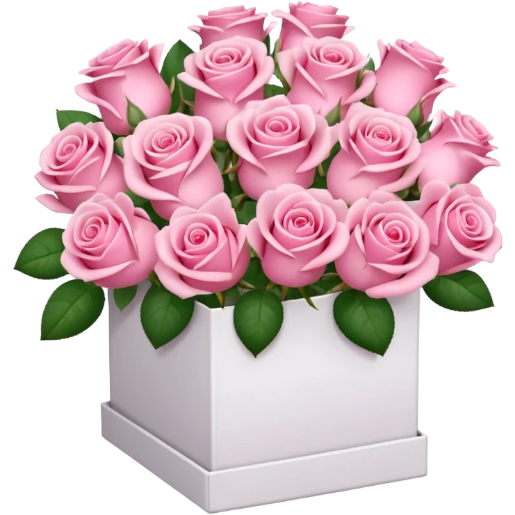bouquet of pink 30 roses in a white box，no emoji