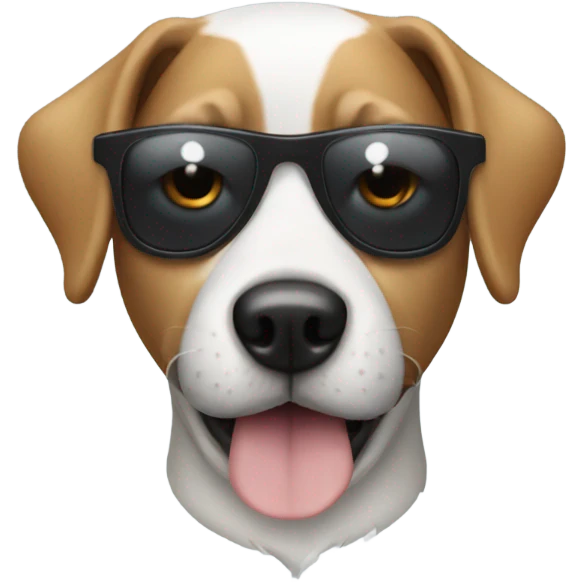 white and black dog with sunglasses and costume  emoji