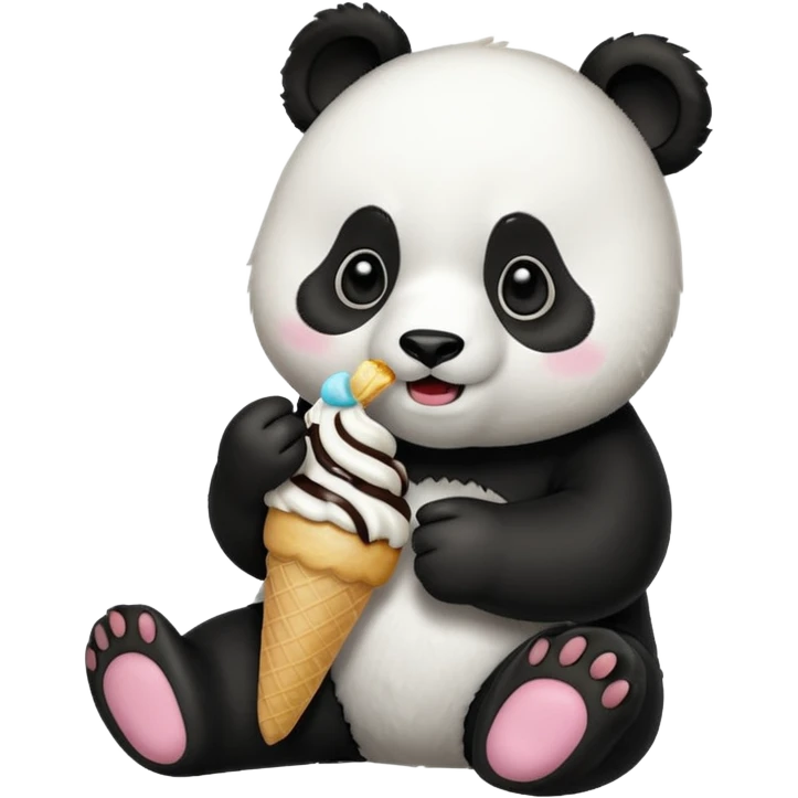 Panda eating ice cream emoji
