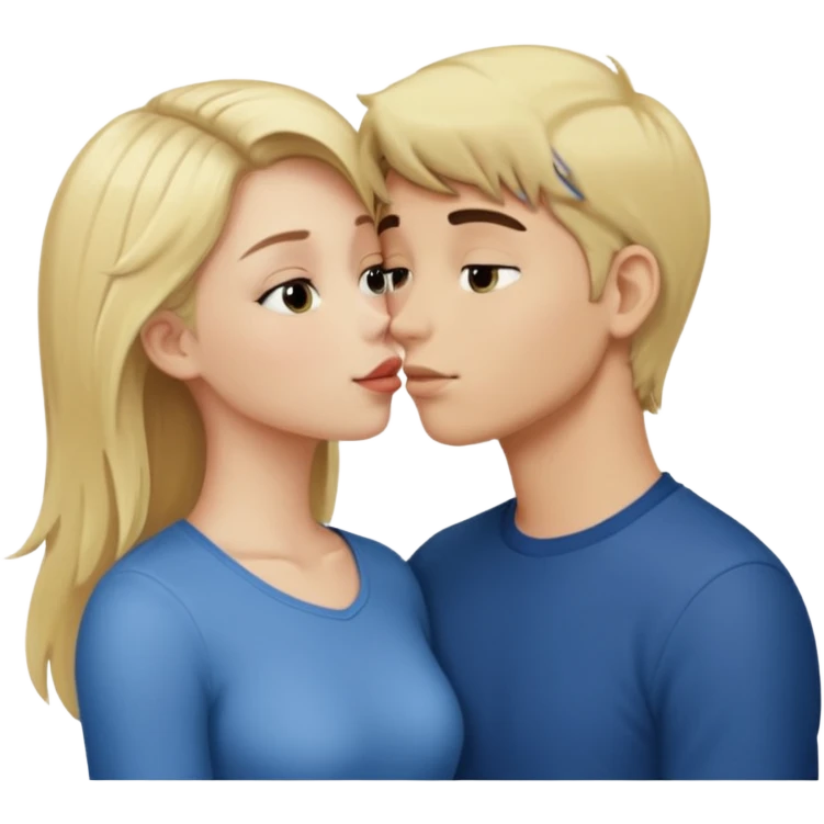 Blonde girl kissing brunette boy emoji