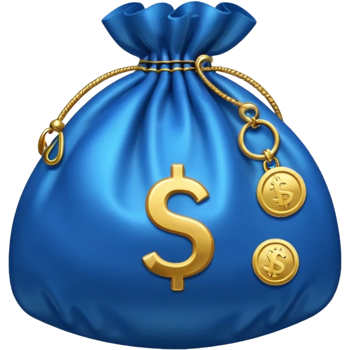blue coins inside a money bag  emoji