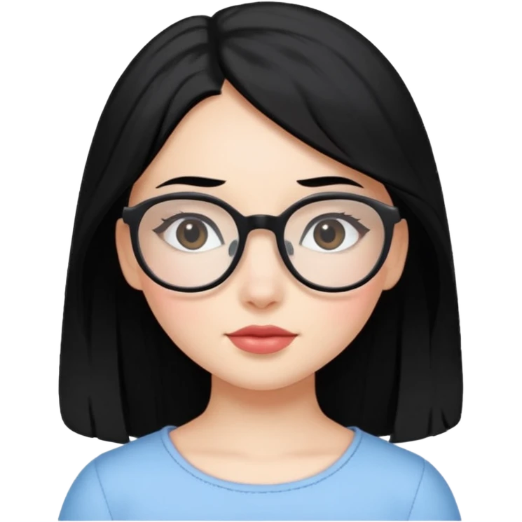 white baddie pretty girl with black hair and glasses, prettier, more like a Disney princess emoji