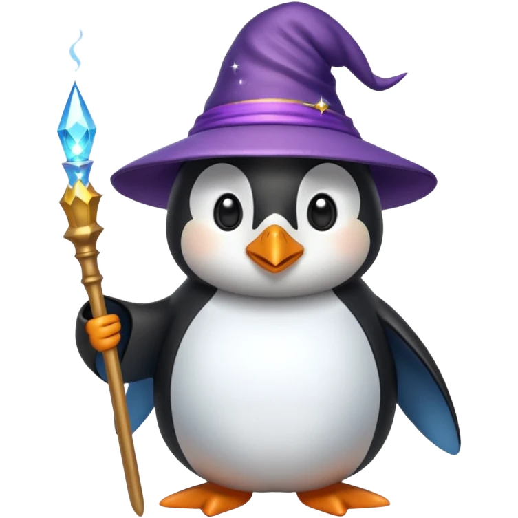 penguin wizard, casting a spell, sparkles emoji