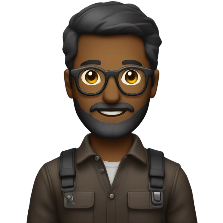 Ingeniero Electrónico piel café oscura con lentes grandes y barba corta emoji