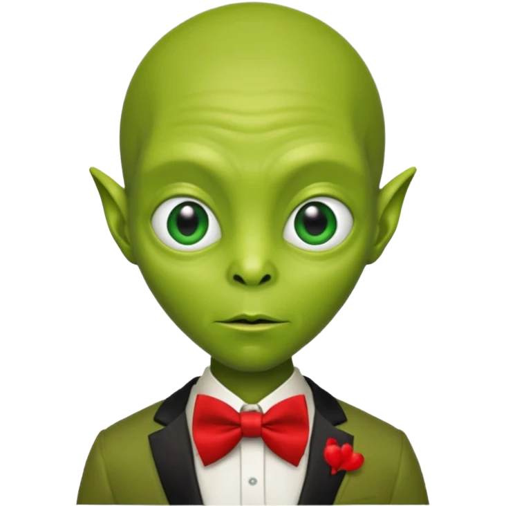 Green alien with red bowtie emoji