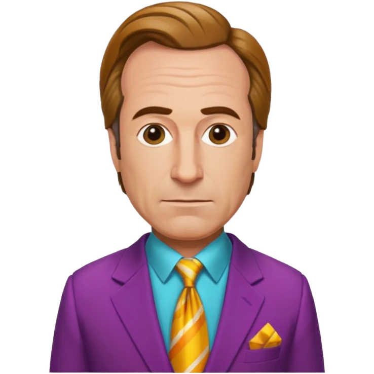 Saul Goodman from Breaking Bad, colorful suit, characteristic hairstyle, charismatic expression emoji