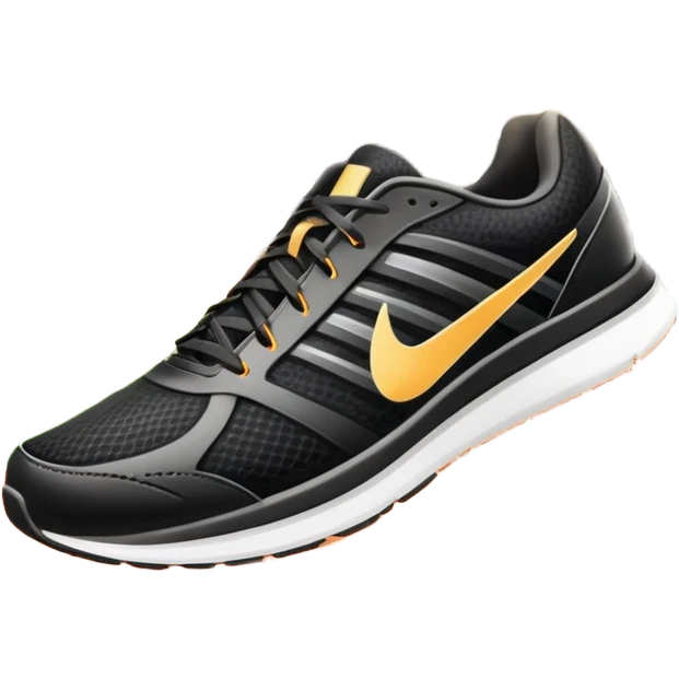 Running shoes placed on a professional track, ready for action. The background features a grand stadium with cheering spectators on the stands. The scene is lit by bright sunlight, highlighting the energy of competitive running. Transparent background enhances focus on the sport. emoji