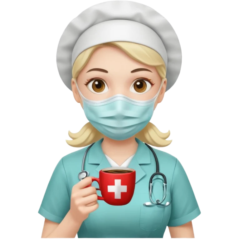 Nurse with coffee emoji