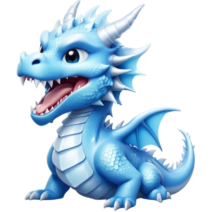 Cinematic Cute Yawning Beautiful Ice Dragon Portrait Emoji, Head tilted slightly with a dramatic, wide-open yawn, revealing a softly crystalline body with subtly drooping, frost-laden scales in cool blues and silvery hues, each detail rendered with natural icy finesse; high shine, relaxed yet elegant, styled with a dash of enchanted winter charm, soft glowing outline, capturing the essence of a sleepy yet graceful ice drake ready to stretch out and melt into a serene, frozen slumber! emoji