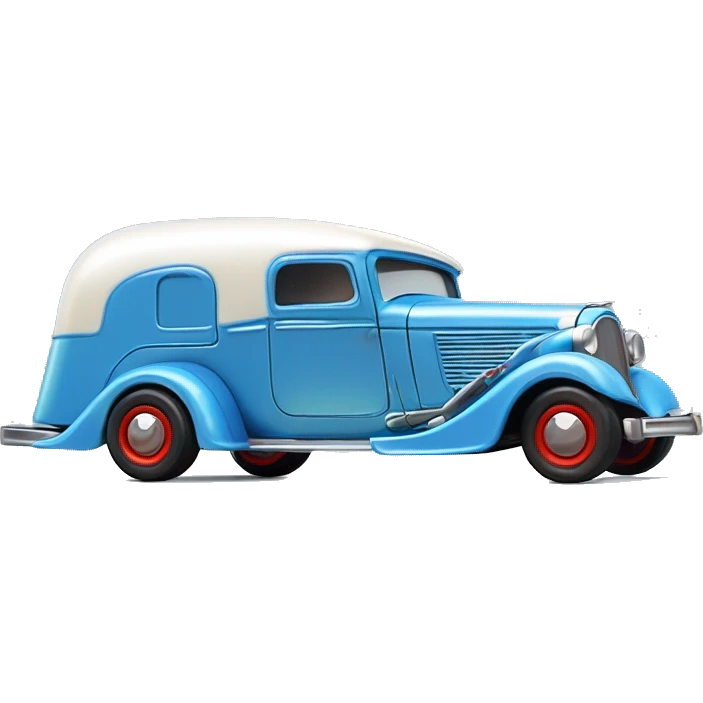 Hot wheels style, hot rod caravan,1935 pulling trailer,pearl blue  emoji