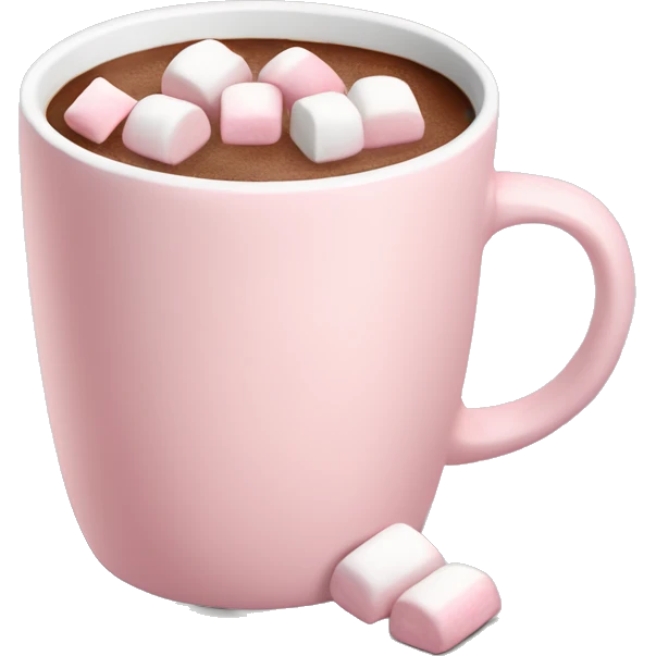 Light Pink mug of hot chocolate with marshmallows  emoji