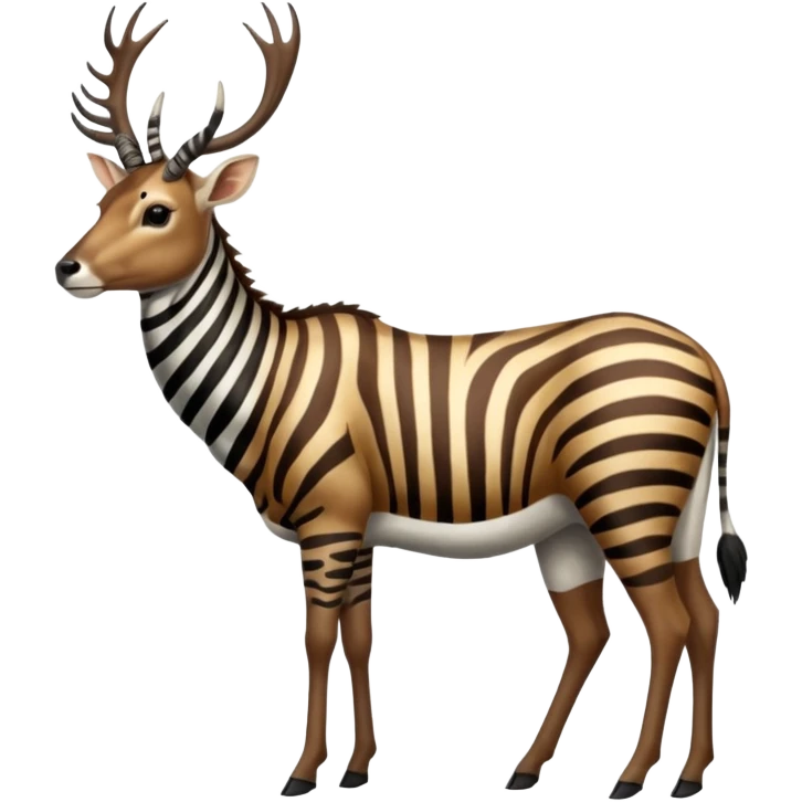 Wildebeest-Deer-zebra-ox-gazelle-fusion-animal-hybrid-creature, full body emoji