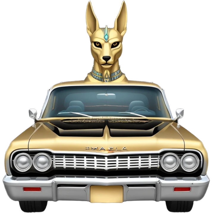 1964 impala low rider four door Anubis painted on the hood  emoji