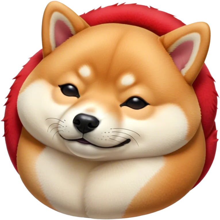 Cinematic Chubby Sleeping Shiba Inu Portrait Emoji, Chubby and serene, with a round, adorable build and a plush red fur with a soft creamy underbelly, eyes gently closed in peaceful slumber, Simplified yet irresistibly endearing features, highly detailed, glowing with a gentle, dreamy glow, high shine, relaxed and content, stylized with a touch of whimsy, bright and heartwarming, soft glowing outline, capturing the essence of a blissfully sleepy companion, so comically serene it feels like it could roll out of the screen and snore with adorable charm! emoji