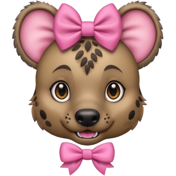 hyena with a pink bow, friendly face emoji