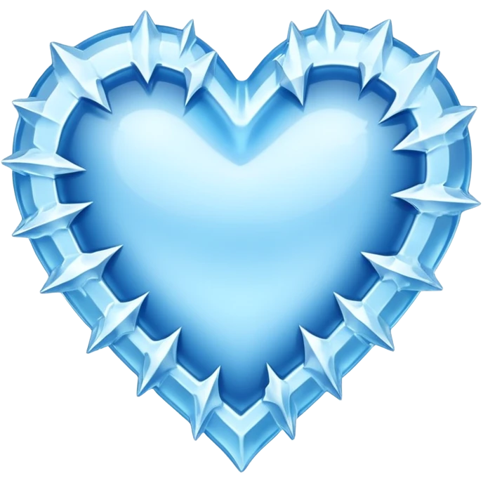 An ice blue heart with frost and jagged ice crystals covering it emoji