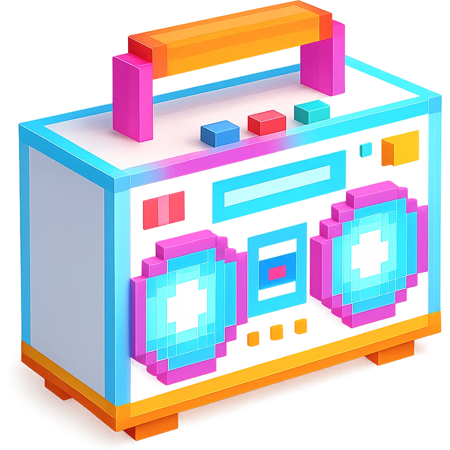 сделай белый святящейся бумбокс, no background emoji