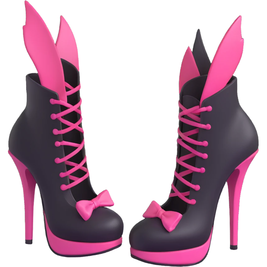 BLACKPINK-inspired gothic shoes, no hearts, black and pink, cute and emoji